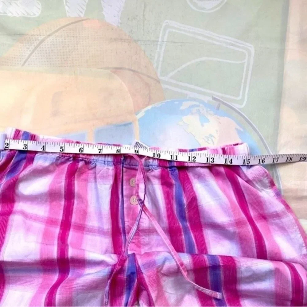 F by FORTUNA VALENTINO Pajama Pants Sz M Women Drawstring Pink Plaid Never Worn